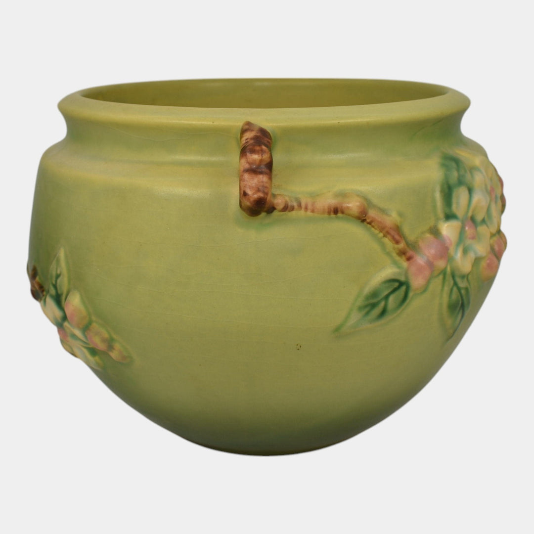 Roseville Apple Blossom Green 1949 Art Pottery Ceramic Jardiniere Planter 301-6