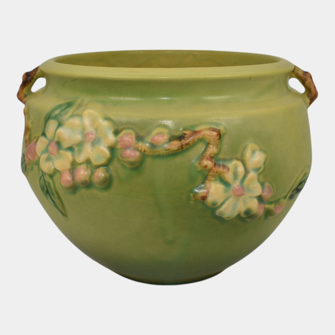 Roseville Apple Blossom Green 1949 Art Pottery Ceramic Jardiniere Planter 301-6