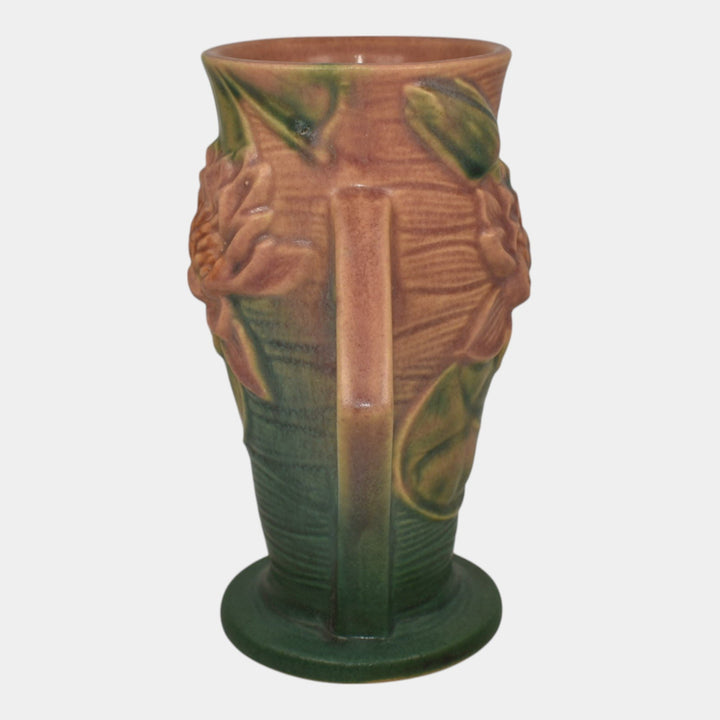 Roseville Water Lily Pink 1943 Vintage Art Pottery Ceramic Handled Vase 72-6 - Just Art Pottery