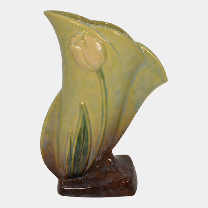 Roseville Wincraft Green 1948 Mid Century Modern Pottery Tulip Vase 282-8
