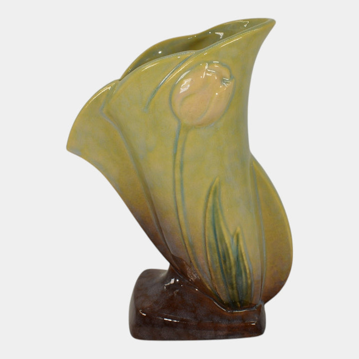 Roseville Wincraft Green 1948 Mid Century Modern Pottery Tulip Vase 282-8