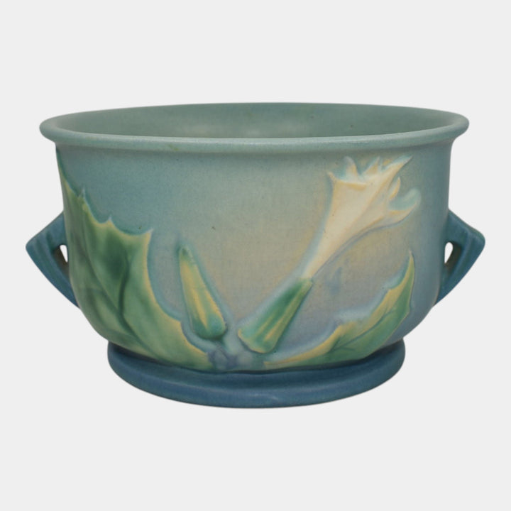 Roseville Thornapple Blue 1937 Vintage Art Deco Pottery Ceramic Planter 262-5