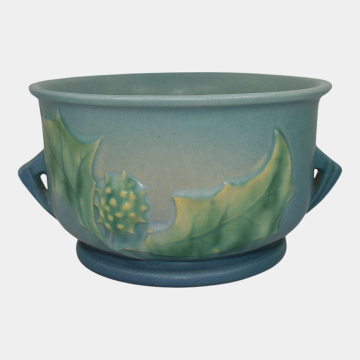 Roseville Thornapple Blue 1937 Vintage Art Deco Pottery Ceramic Planter 262-5