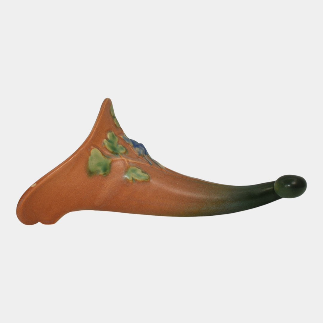 Roseville Columbine Brown 1941 Mid Century Modern Art Pottery Wall Pocket 1290-8 - Just Art Pottery