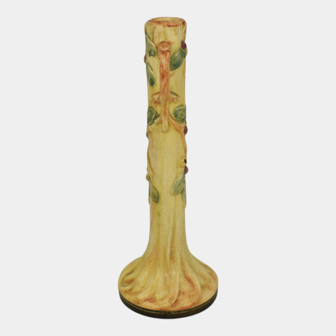 Weller Alvin Woodcraft 1920s Vintage Art Pottery Apple Tree Ceramic Bud Vase