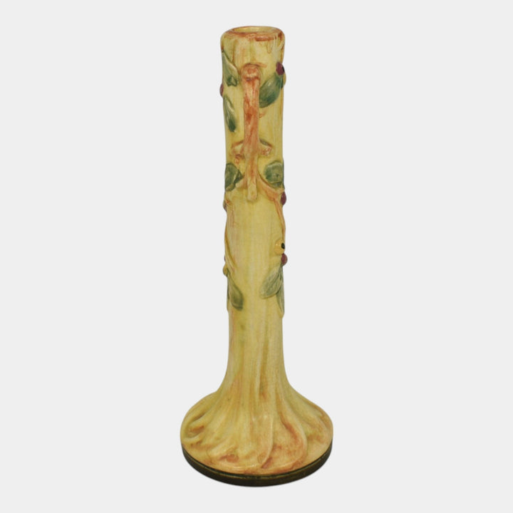 Weller Alvin Woodcraft 1920s Vintage Art Pottery Apple Tree Ceramic Bud Vase