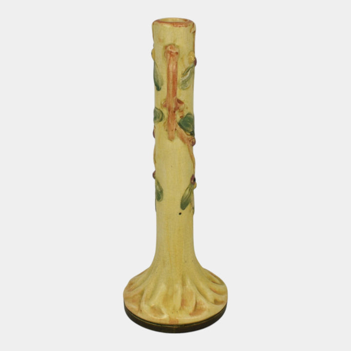 Weller Alvin Woodcraft 1920s Vintage Art Pottery Apple Tree Ceramic Bud Vase