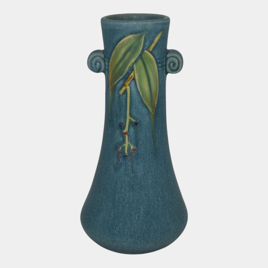 Weller Cornish 1933 Vintage Art Deco Pottery Blue Handled Ceramic Vase