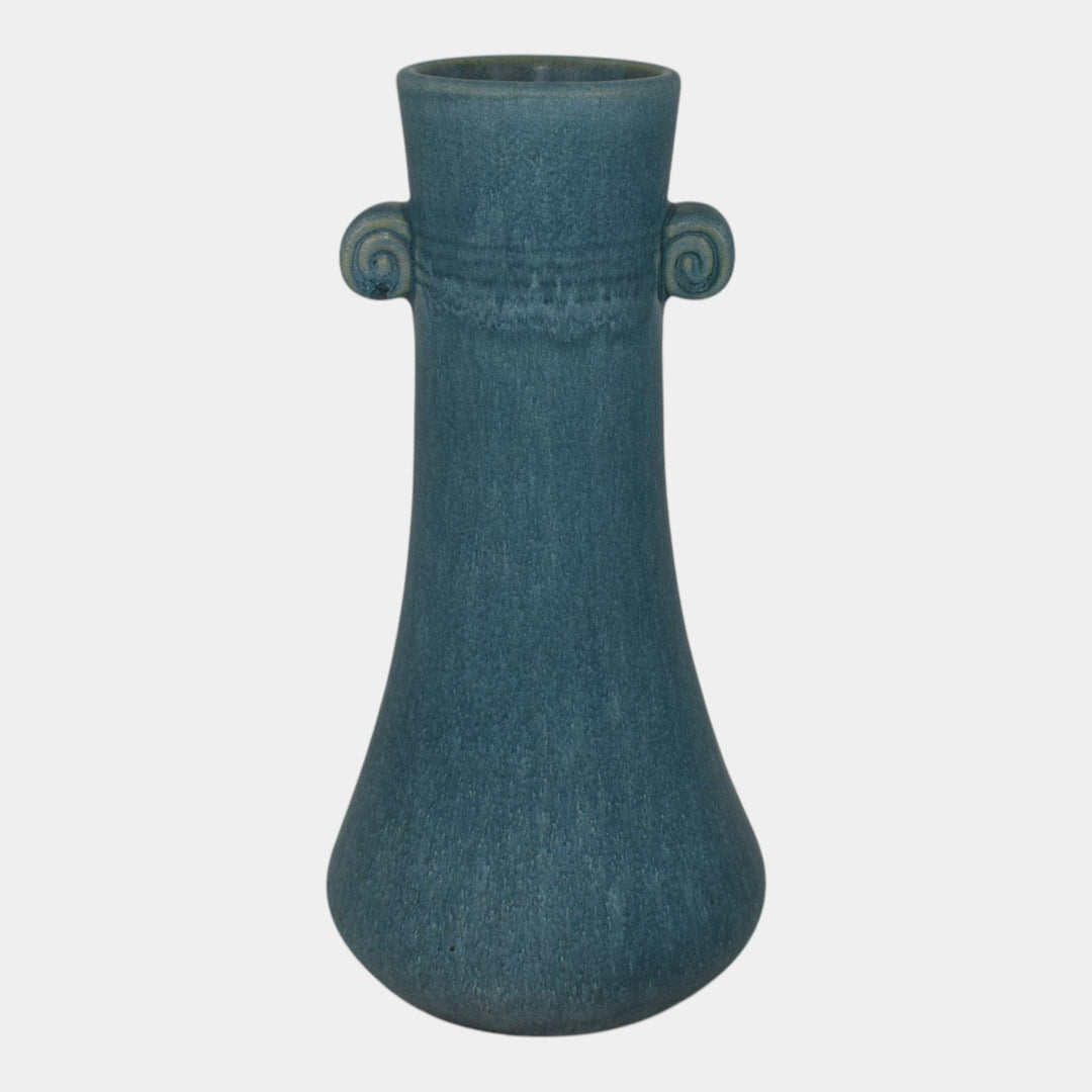 Weller Cornish 1933 Vintage Art Deco Pottery Blue Handled Ceramic Vase