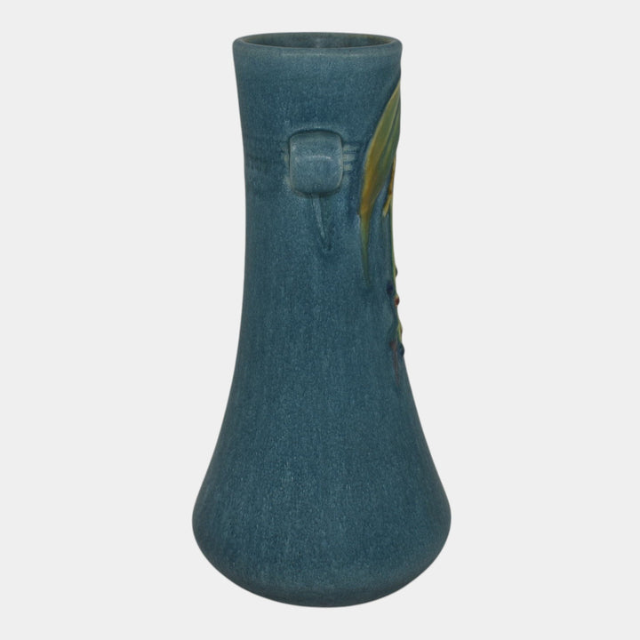 Weller Cornish 1933 Vintage Art Deco Pottery Blue Handled Ceramic Vase