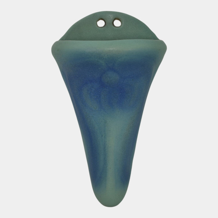Van Briggle 1920s Vintage Art Pottery Blue Poppy Ceramic Wall Pocket 722