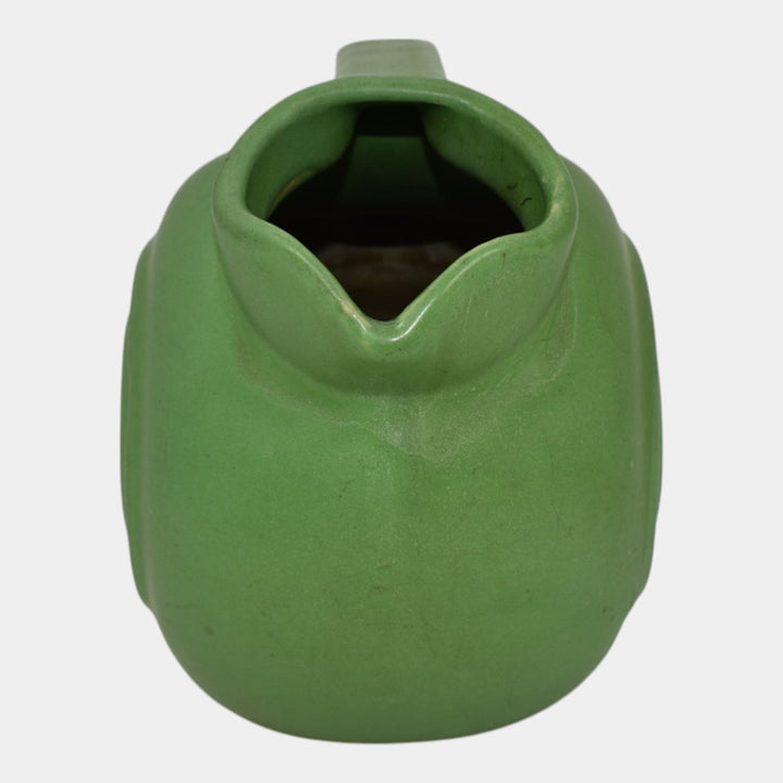 Niloak 1930s Vintage Art Deco Pottery Matte Green Bullseye Pitcher