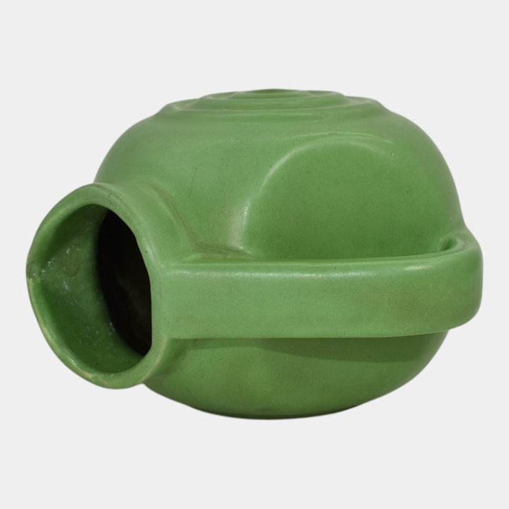 Niloak 1930s Vintage Art Deco Pottery Matte Green Bullseye Pitcher