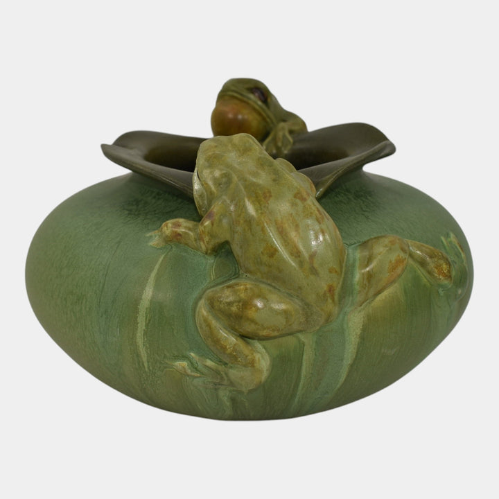 Ephraim Faience 2013 Limited Edition Art Pottery Green Frog Bowl Vase G12
