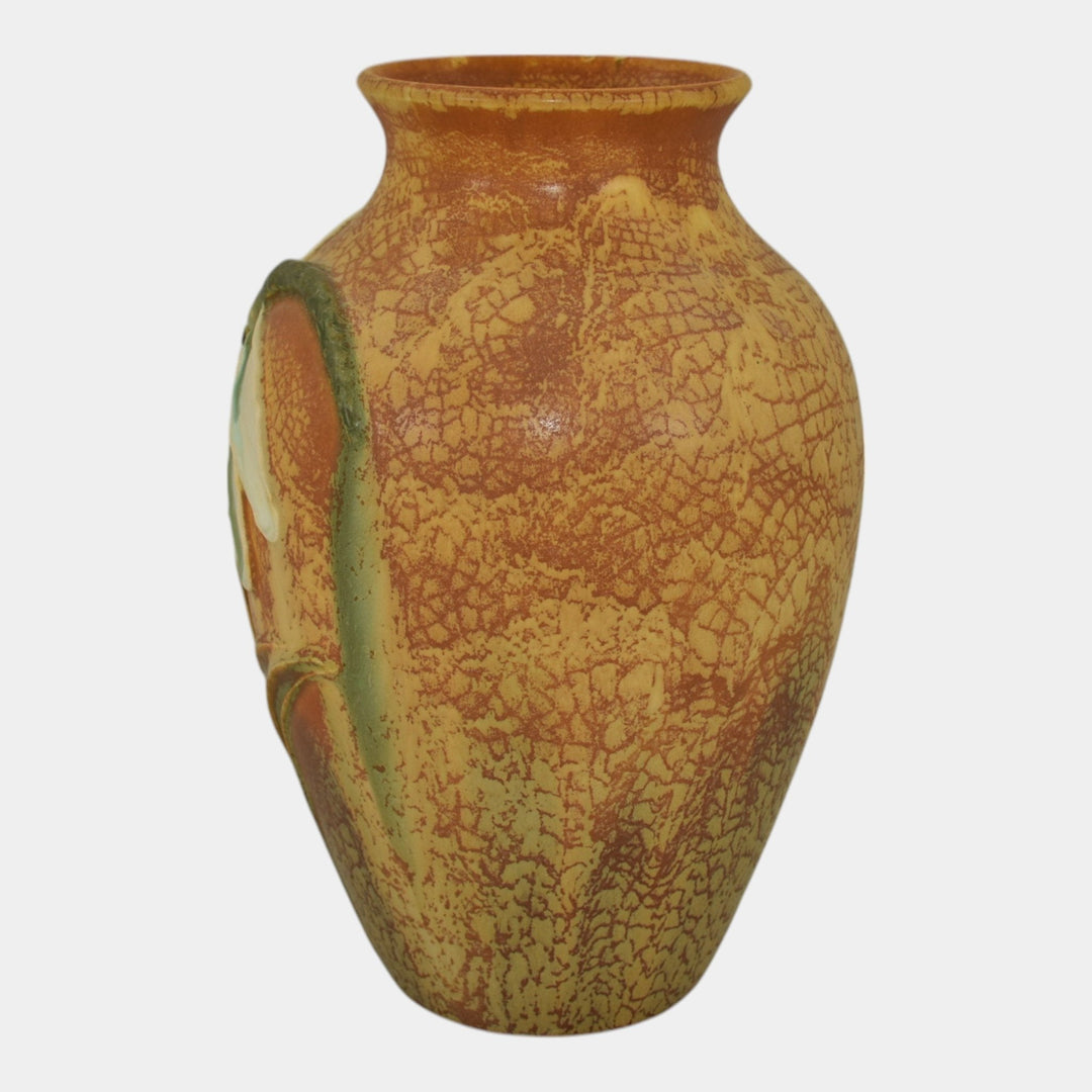 Ephraim Faience 2008 Hand Made Pottery Yellow Dragonflies Experimental Vase