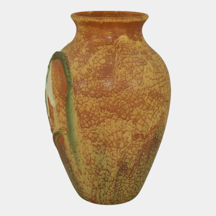 Ephraim Faience 2008 Hand Made Pottery Yellow Dragonflies Experimental Vase