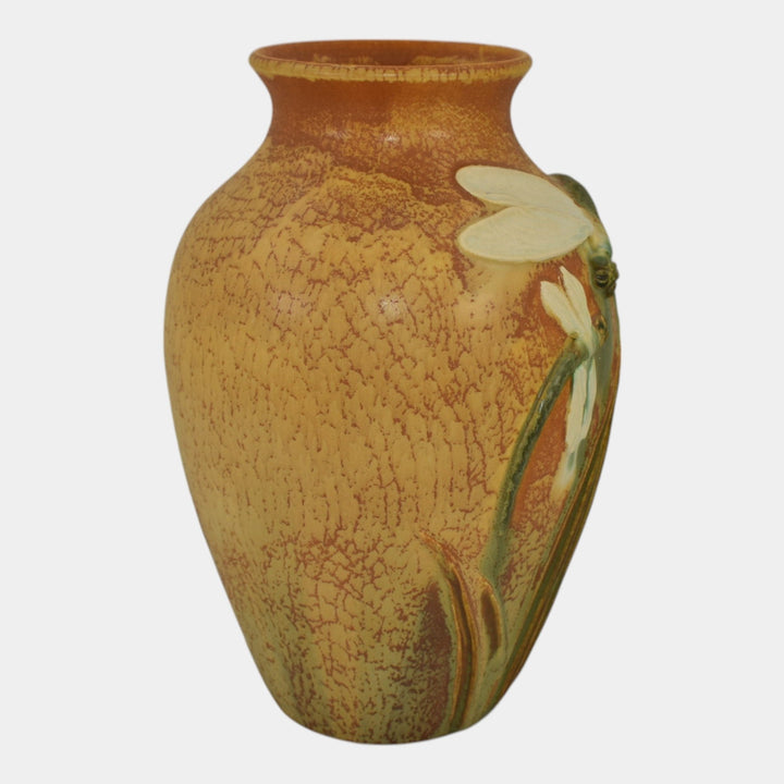 Ephraim Faience 2008 Hand Made Pottery Yellow Dragonflies Experimental Vase