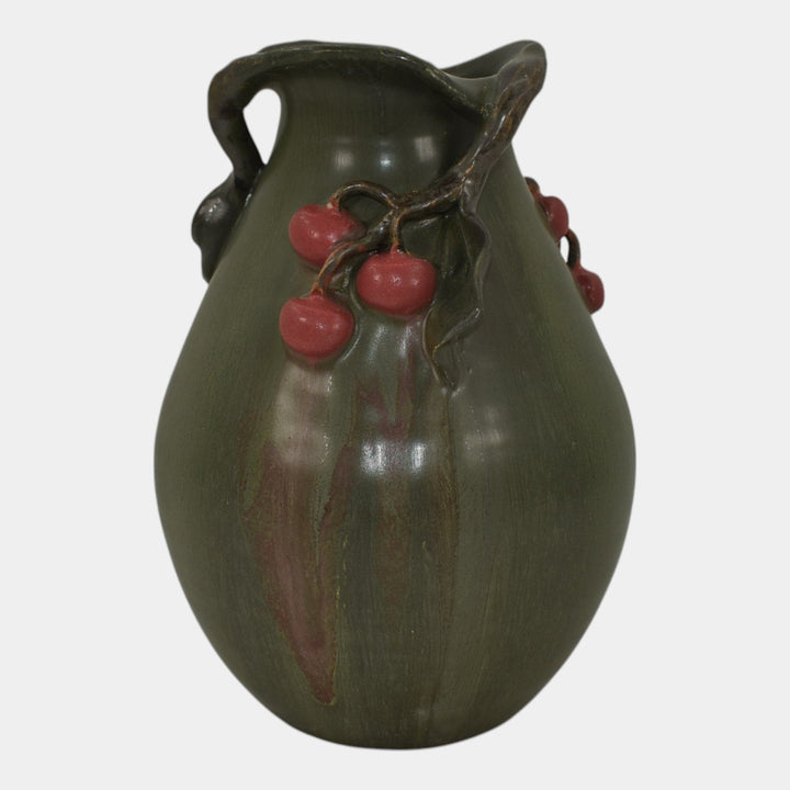Ephraim Faience 2007 Experimental Pottery Green Cherry Orchard Short Vase A22