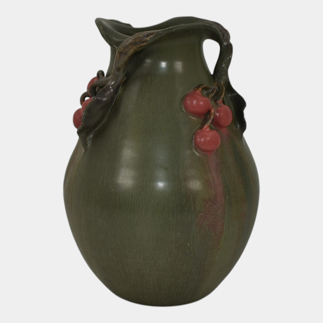 Ephraim Faience 2007 Experimental Pottery Green Cherry Orchard Short Vase A22
