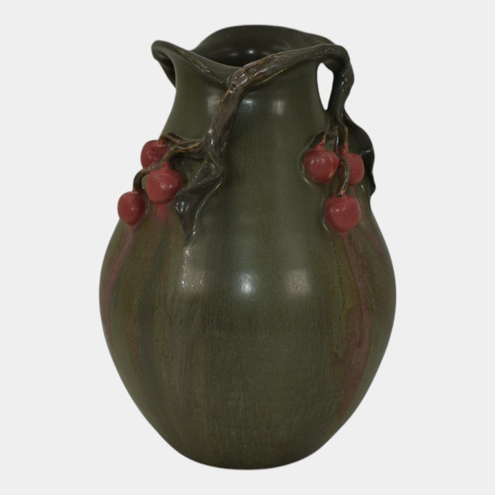 Ephraim Faience 2007 Experimental Pottery Green Cherry Orchard Short Vase A22