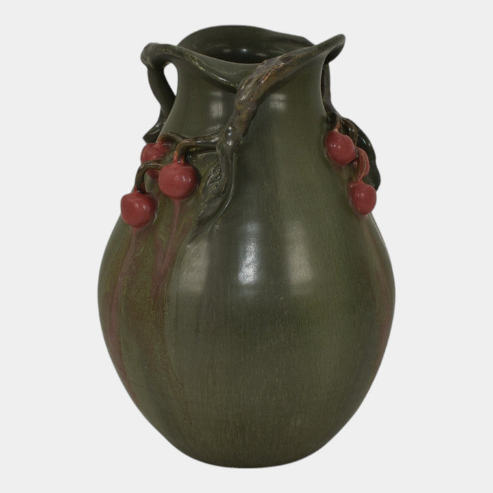 Ephraim Faience 2007 Experimental Pottery Green Cherry Orchard Short Vase A22