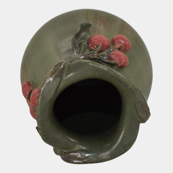 Ephraim Faience 2007 Experimental Pottery Green Cherry Orchard Short Vase A22