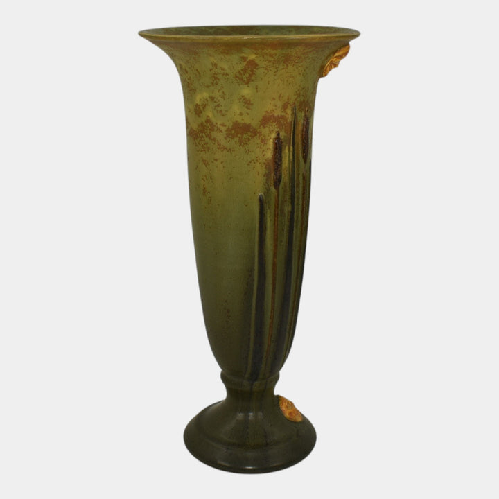 Ephraim Faience 2011 Hand Made Pottery Cattail And Moon Face Commemorative Vase