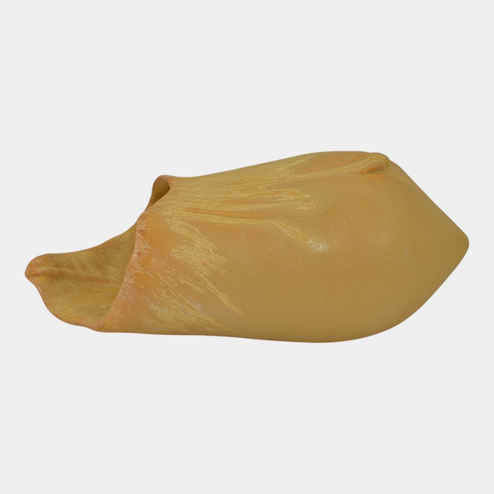 Ephraim Faience 2005 Hand Made Pottery Yellow Leaf Ceramic Wall Pocket 320