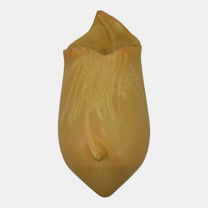 Ephraim Faience 2005 Hand Made Pottery Yellow Leaf Ceramic Wall Pocket 320