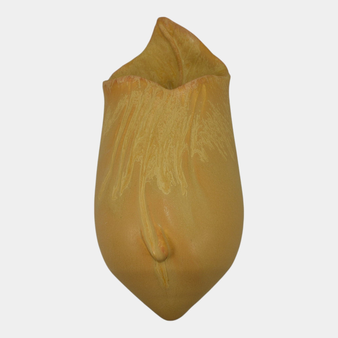 Ephraim Faience 2005 Hand Made Pottery Yellow Leaf Ceramic Wall Pocket 320