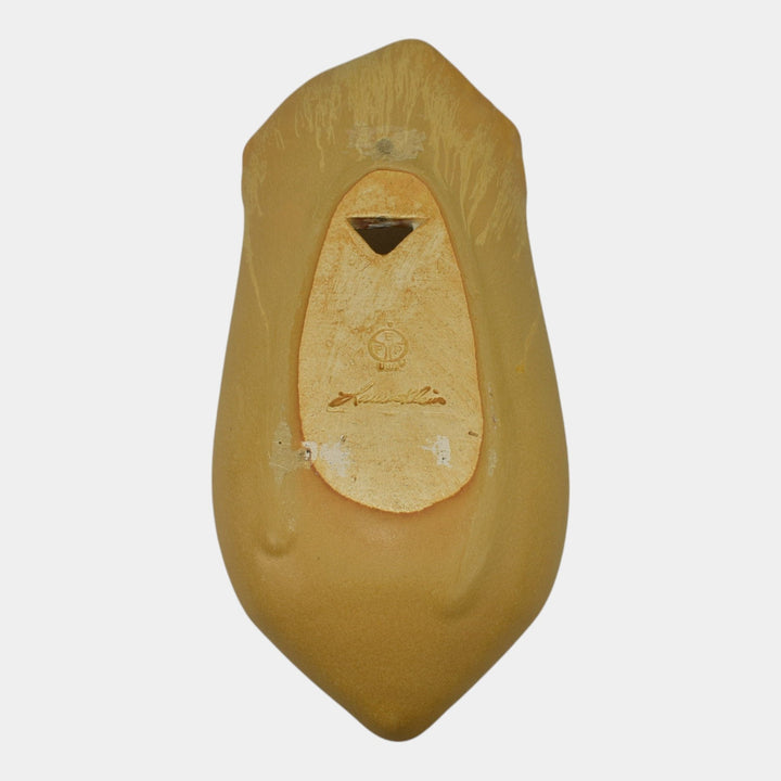 Ephraim Faience 2005 Hand Made Pottery Yellow Leaf Ceramic Wall Pocket 320