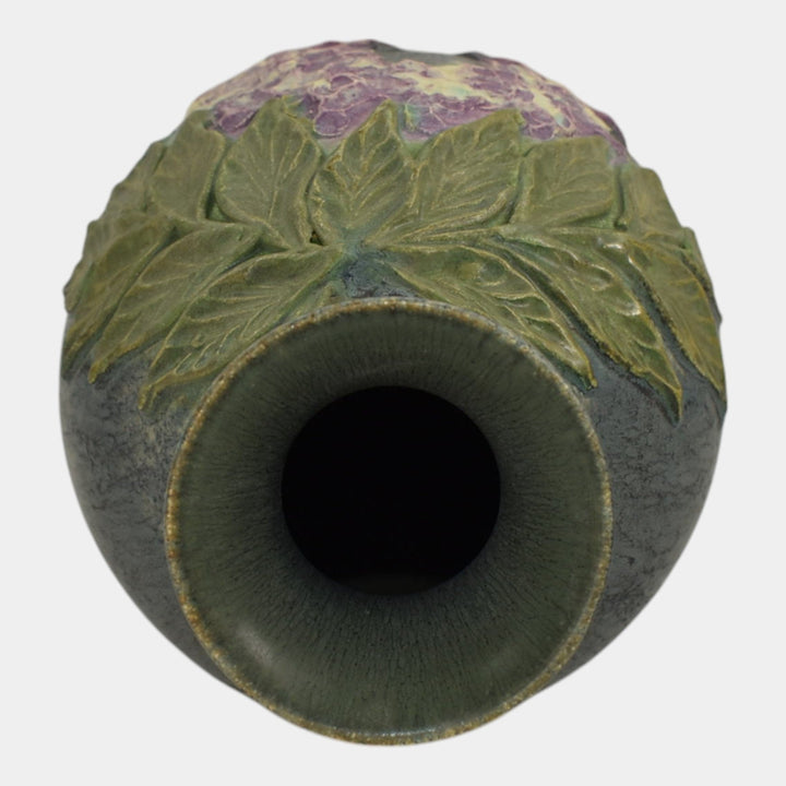 Ephraim Faience 2008 Hand Made Pottery Green Purple Wisteria Ceramic Vase B18