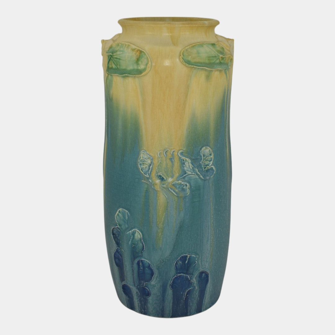 Door Studio Art Pottery Scott Draves Hand Made Blue Fish Ceramic Vase