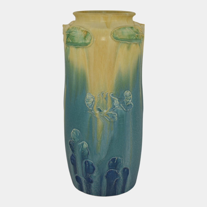 Door Studio Art Pottery Scott Draves Hand Made Blue Fish Ceramic Vase