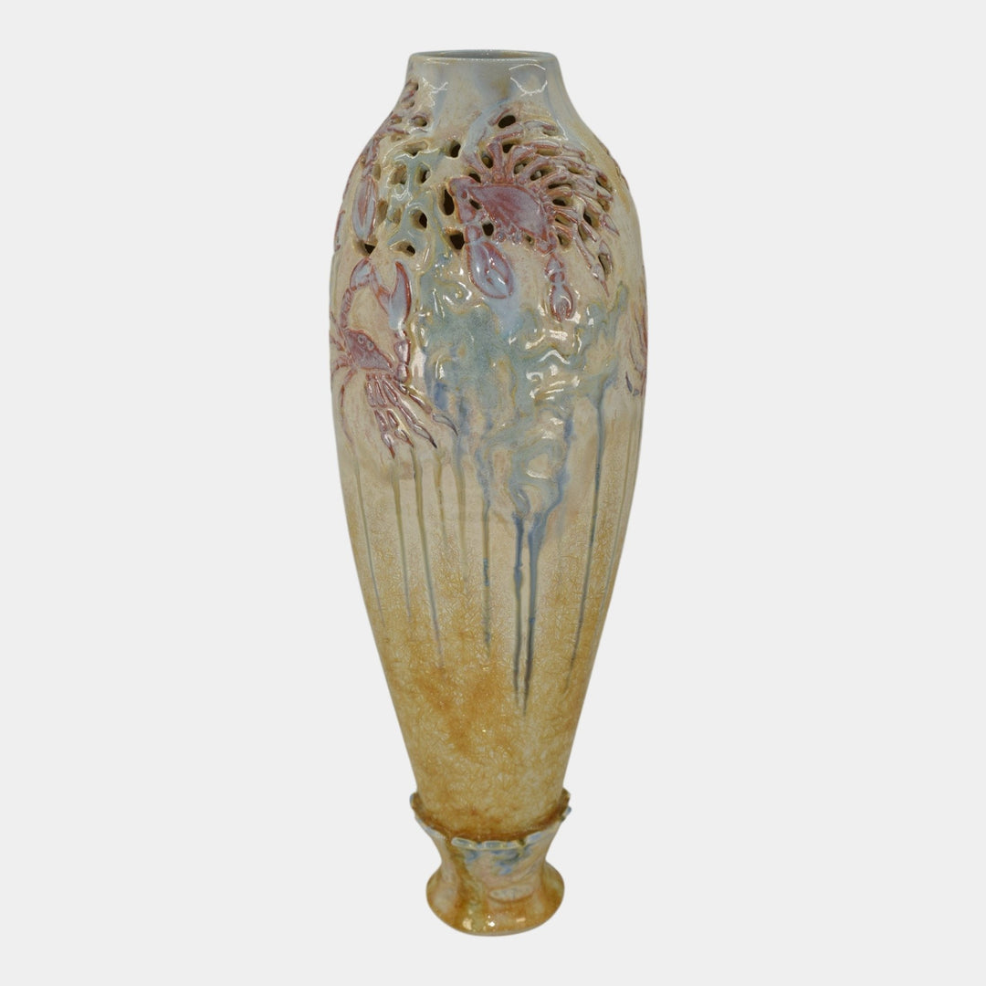 Door Studio Art Pottery Hand Thrown Beach Crystalline Ceramic Vase Kreigh