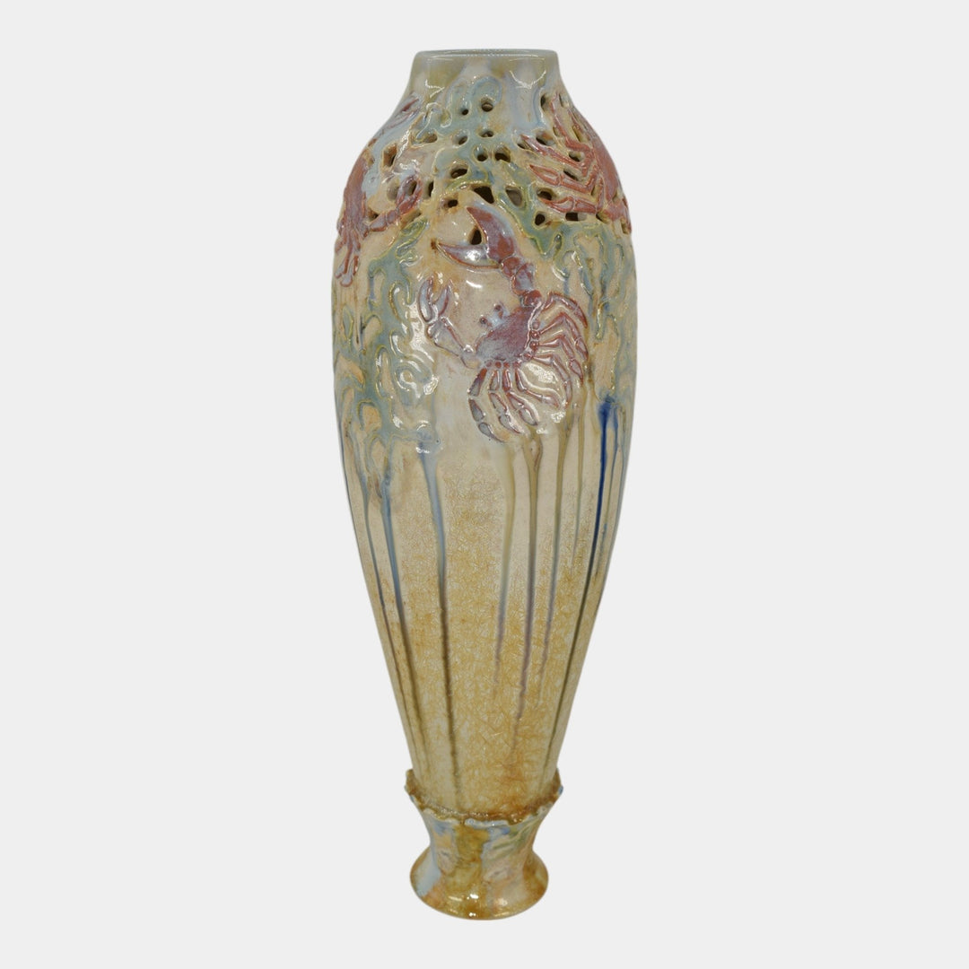 Door Studio Art Pottery Hand Thrown Beach Crystalline Ceramic Vase Kreigh