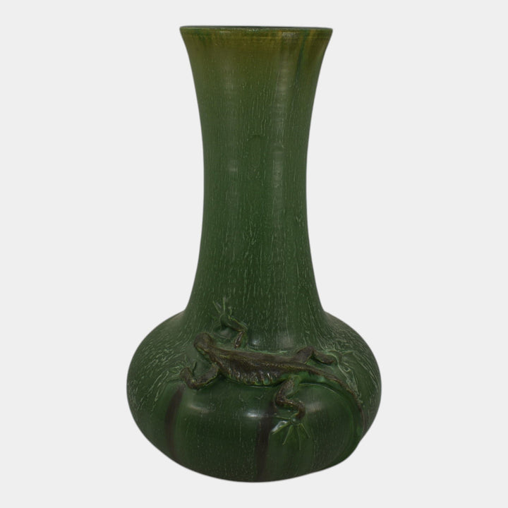Door Pottery Studio Art Pottery Scott Draves Hand Made Green Lizard Floor Vase - Just Art Pottery