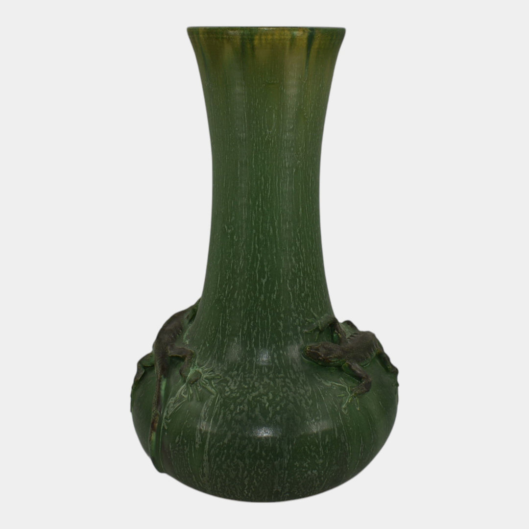 Door Pottery Studio Art Pottery Scott Draves Hand Made Green Lizard Floor Vase - Just Art Pottery