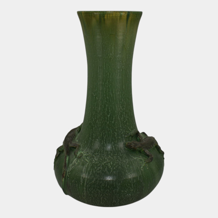 Door Pottery Studio Art Pottery Scott Draves Hand Made Green Lizard Floor Vase - Just Art Pottery