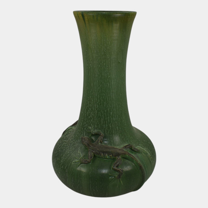 Door Pottery Studio Art Pottery Scott Draves Hand Made Green Lizard Floor Vase - Just Art Pottery