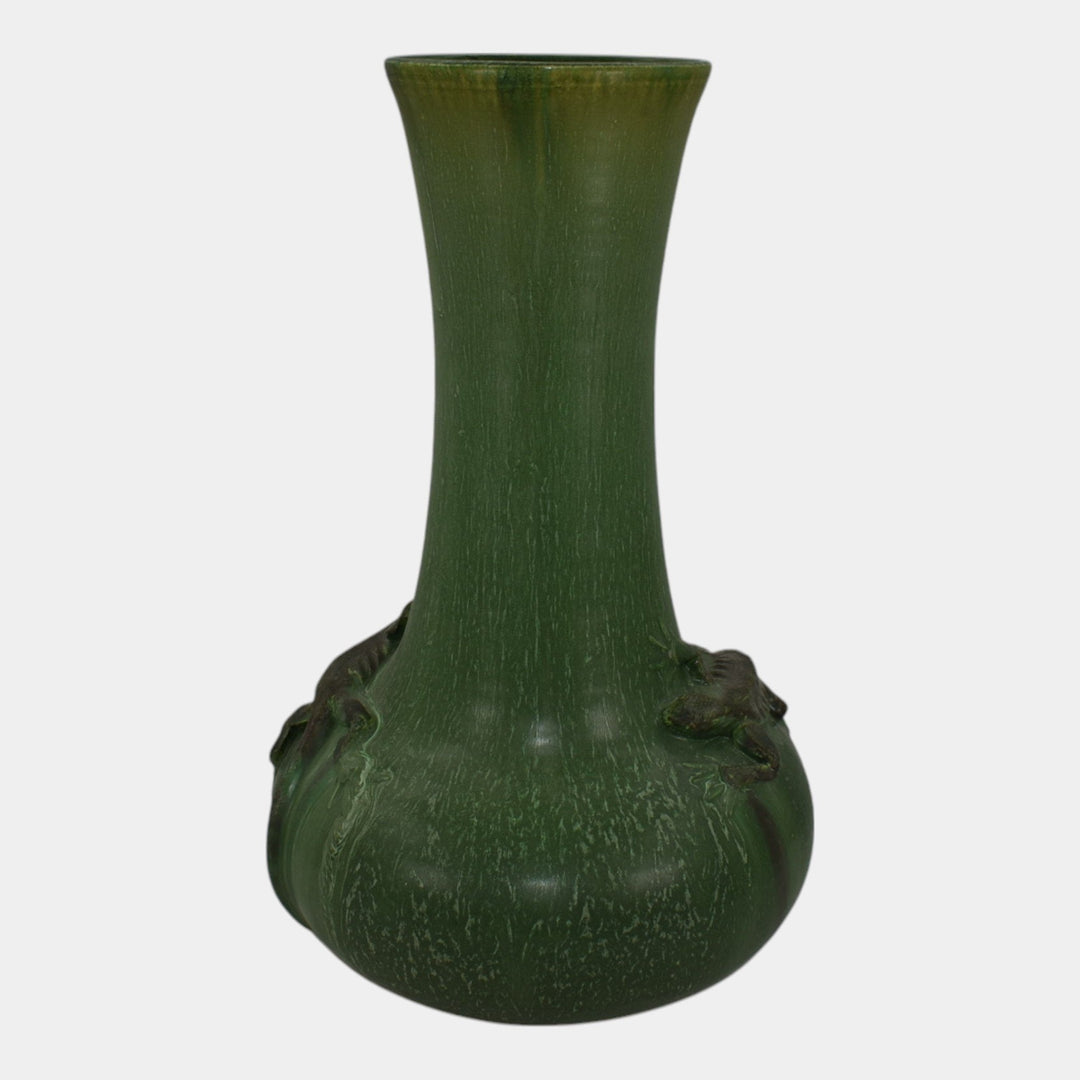 Door Pottery Studio Art Pottery Scott Draves Hand Made Green Lizard Floor Vase