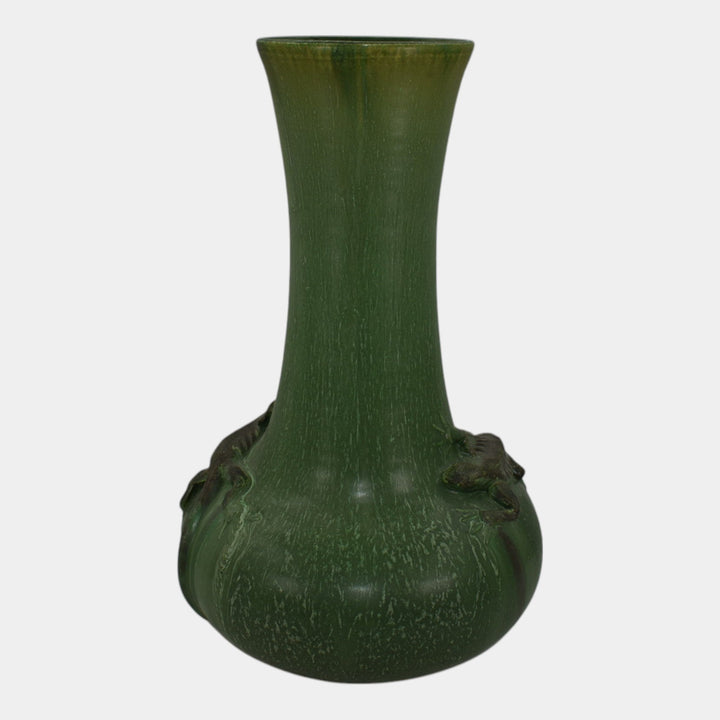Door Pottery Studio Art Pottery Scott Draves Hand Made Green Lizard Floor Vase