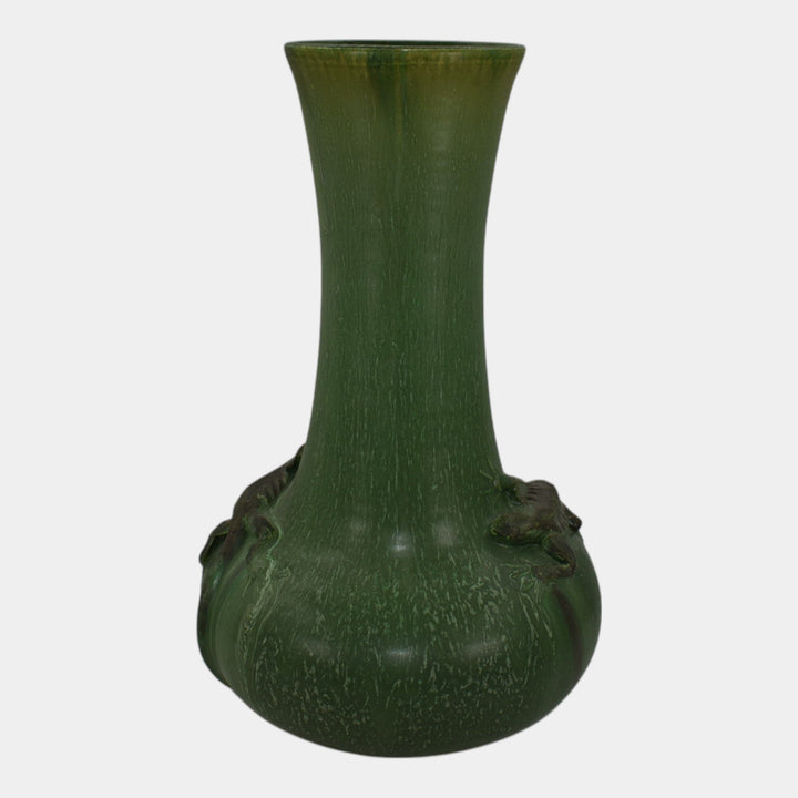 Door Pottery Studio Art Pottery Scott Draves Hand Made Green Lizard Floor Vase - Just Art Pottery