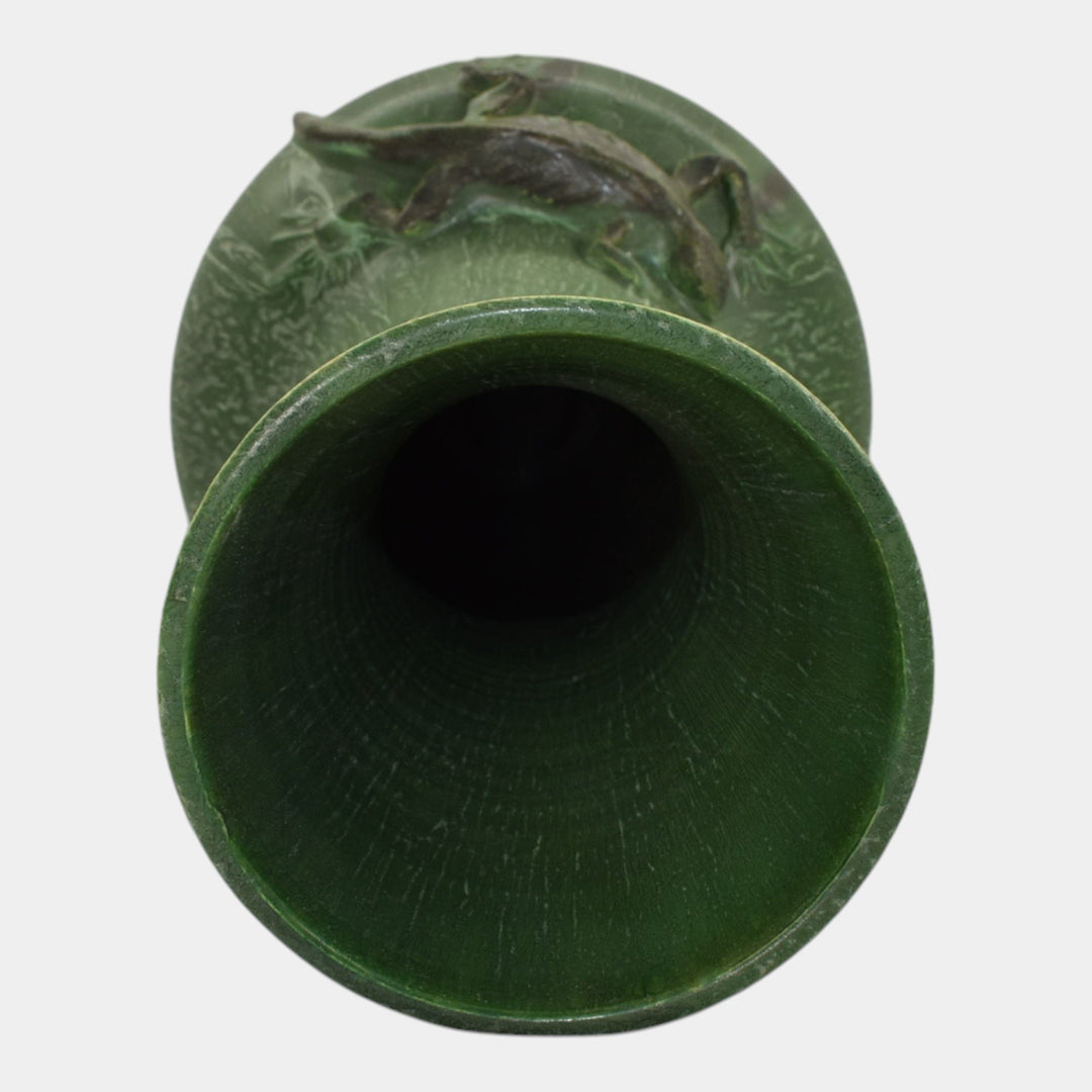Door Pottery Studio Art Pottery Scott Draves Hand Made Green Lizard Floor Vase - Just Art Pottery