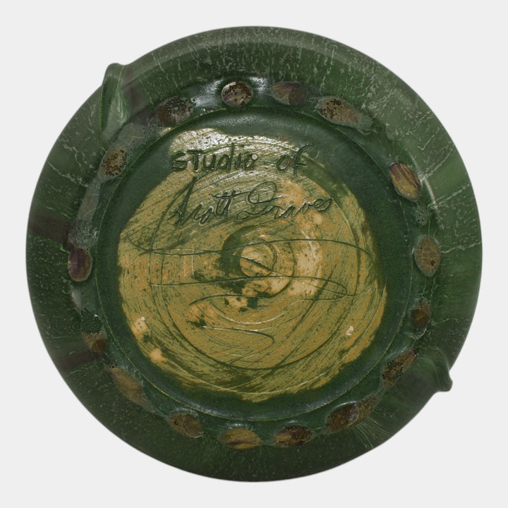 Door Pottery Studio Art Pottery Scott Draves Hand Made Green Lizard Floor Vase - Just Art Pottery