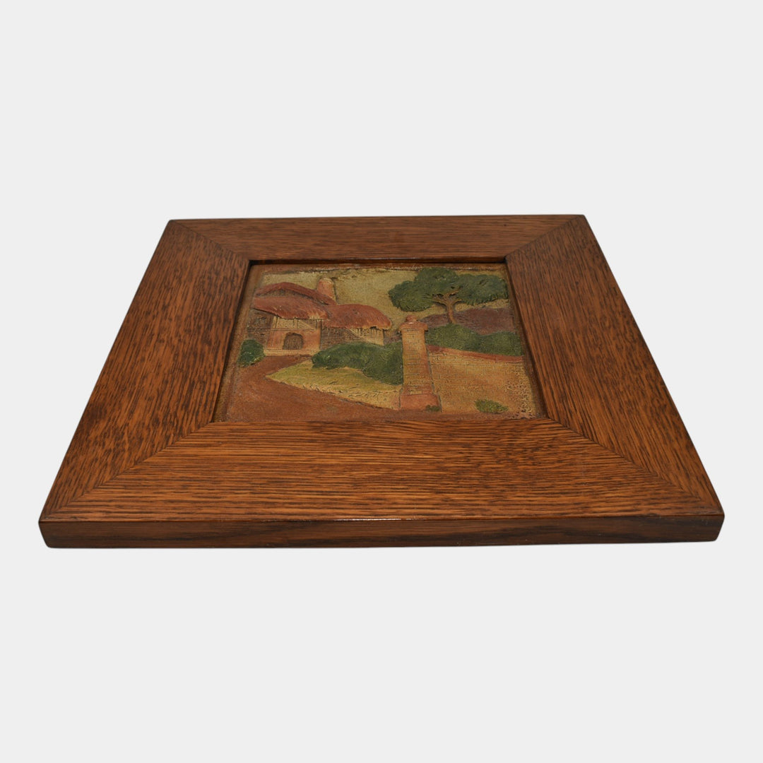 California Art Tile Co Vintage Art Pottery Framed Landscape Scenic Ceramic Tile