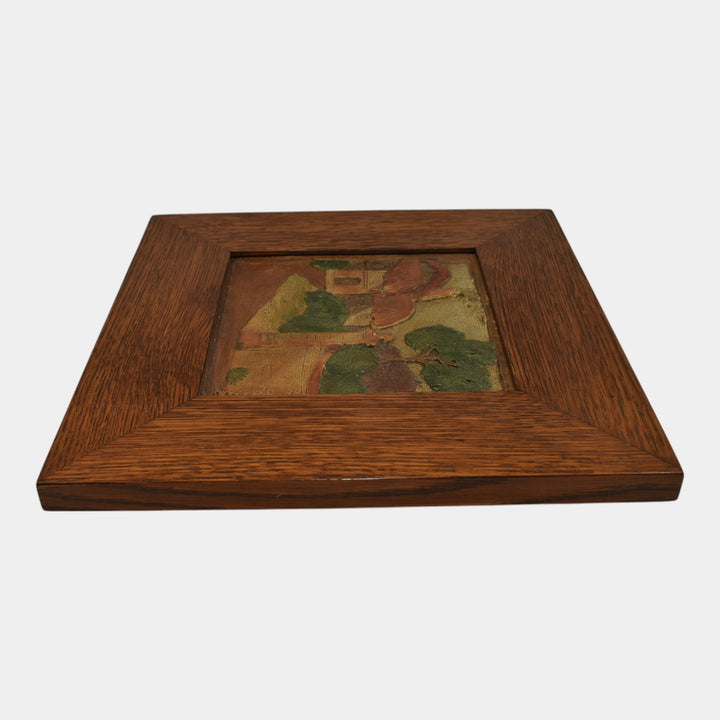 California Art Tile Co Vintage Art Pottery Framed Landscape Scenic Ceramic Tile