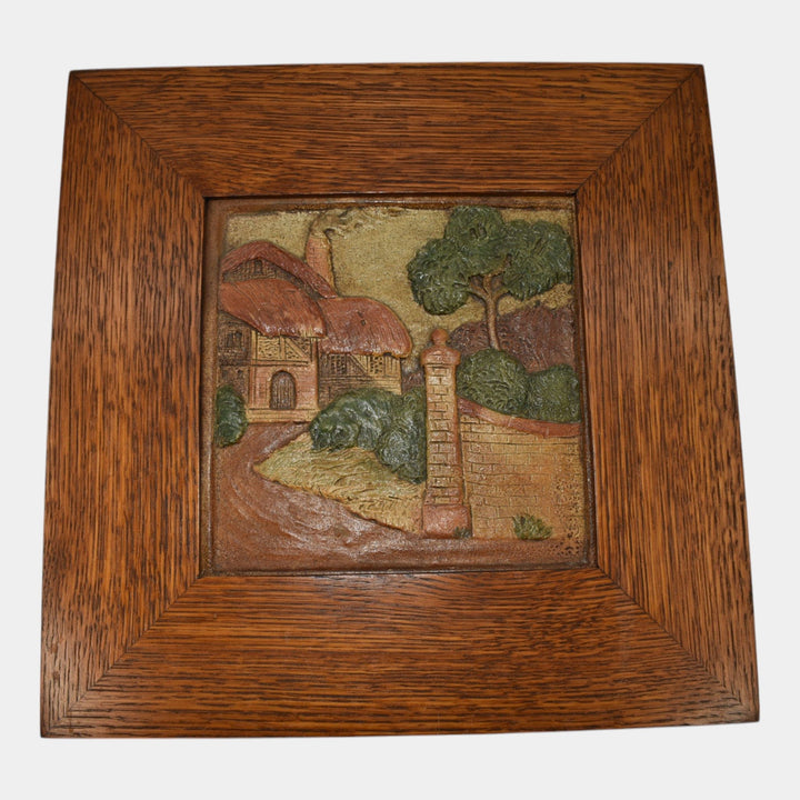 California Art Tile Co Vintage Art Pottery Framed Landscape Scenic Ceramic Tile
