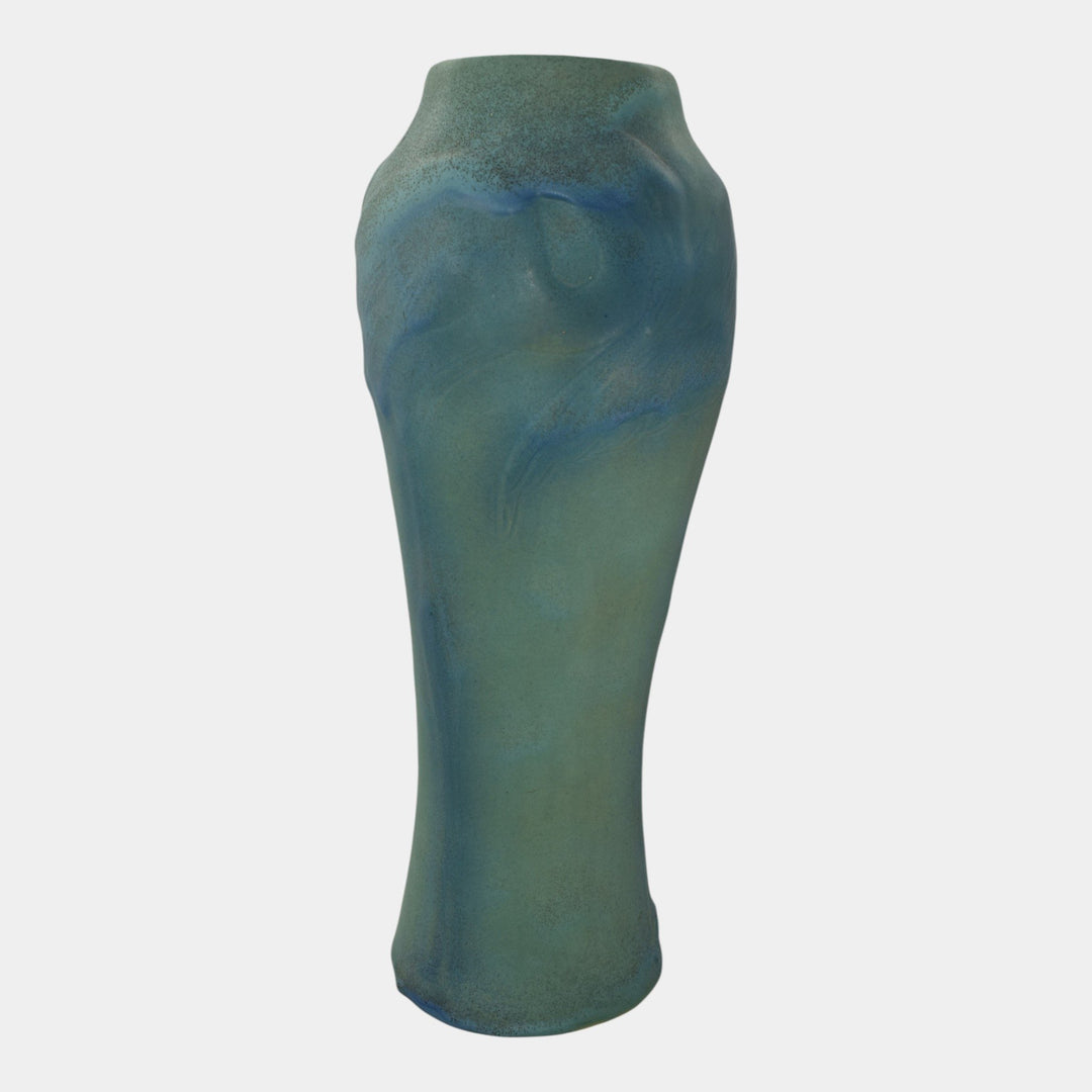 Van Briggle Pottery 1920s Vintage Art Pottery Blue Flamingo Floor Vase 405 - Just Art Pottery