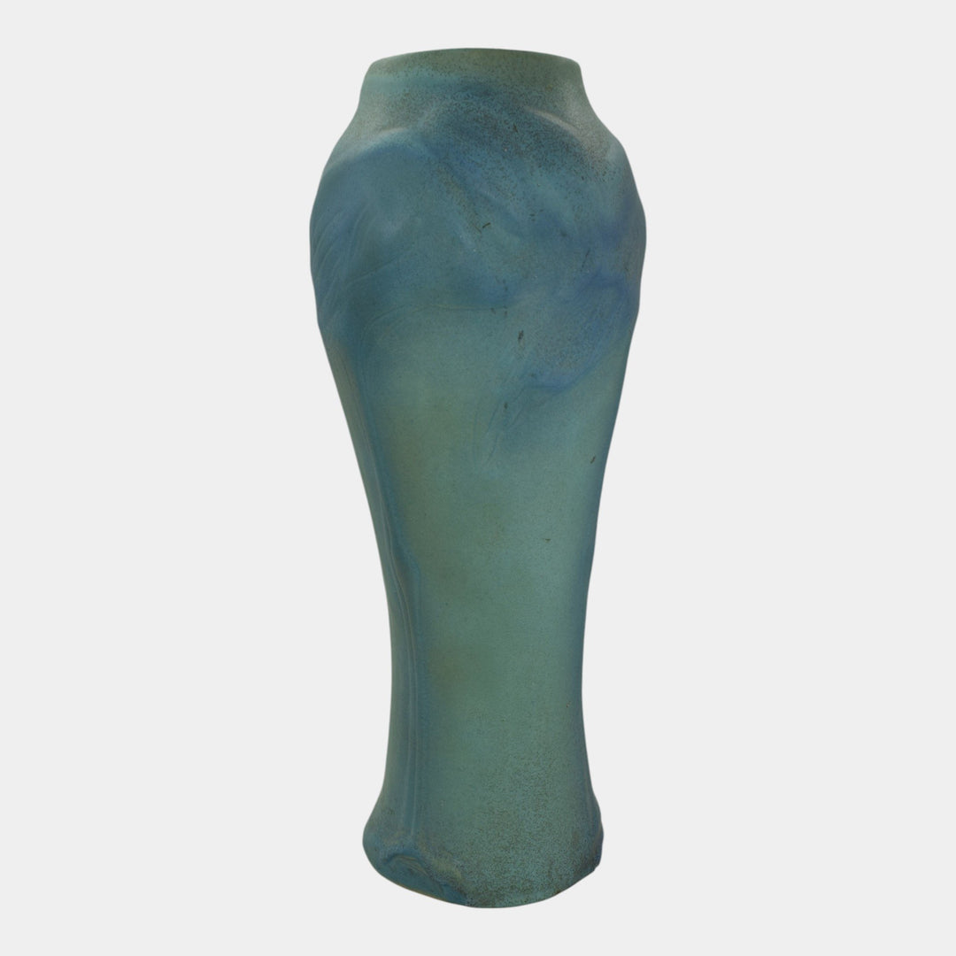 Van Briggle Pottery 1920s Vintage Art Pottery Blue Flamingo Floor Vase 405 - Just Art Pottery